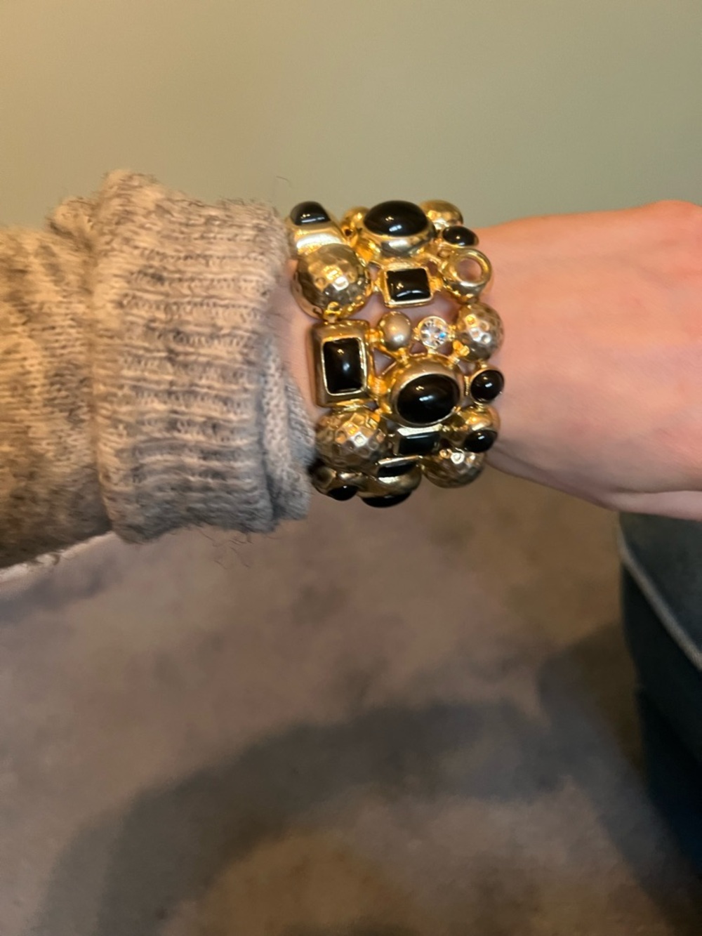mark. Gold-Tone Bracelet with Black Cabochons